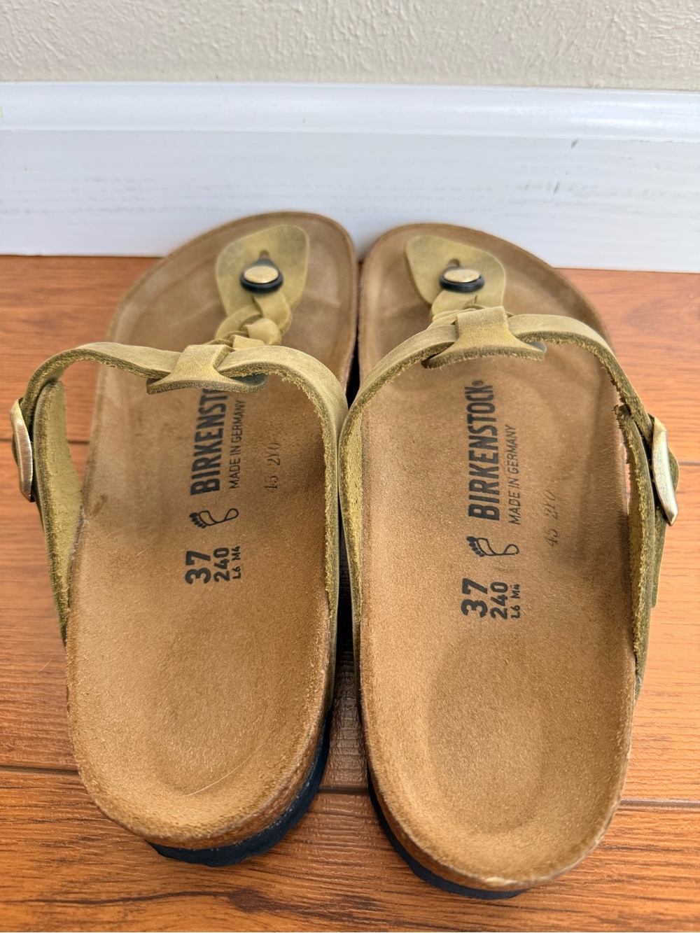 Birkenstock Gizeh Braided Olive Green Sandals 37 - Picture 3 of 11
